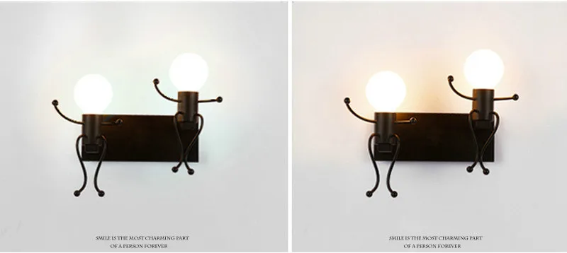 Винтажный металлический светодиодный настенный светильник креативные прикроватные Настенные светильники для спальни 1/2 головок промышленный декор черный/белый/красный железный светильник Wandlamp