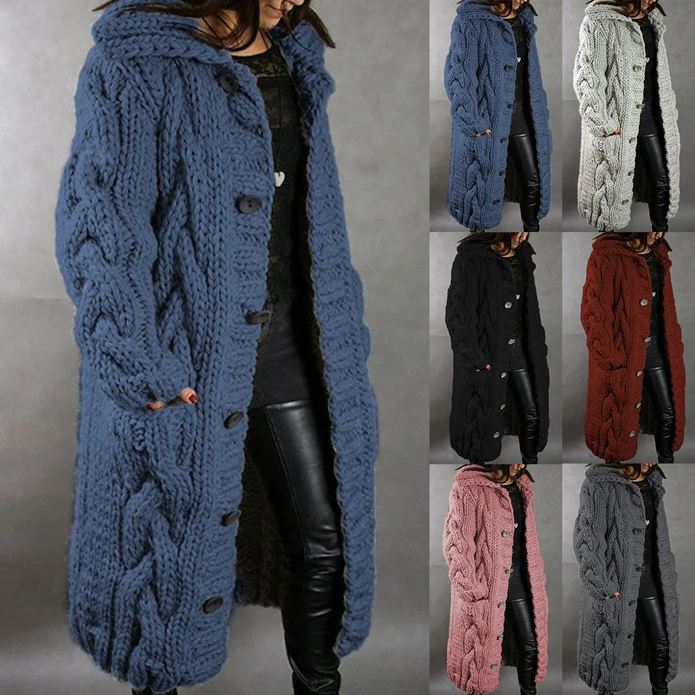 

2020 Long Cardigan Women Autumn Winter Bat Sleeve Knitted Sweater Plus Size Loose Ladies Solid Color Sweaters Coat S-5XL