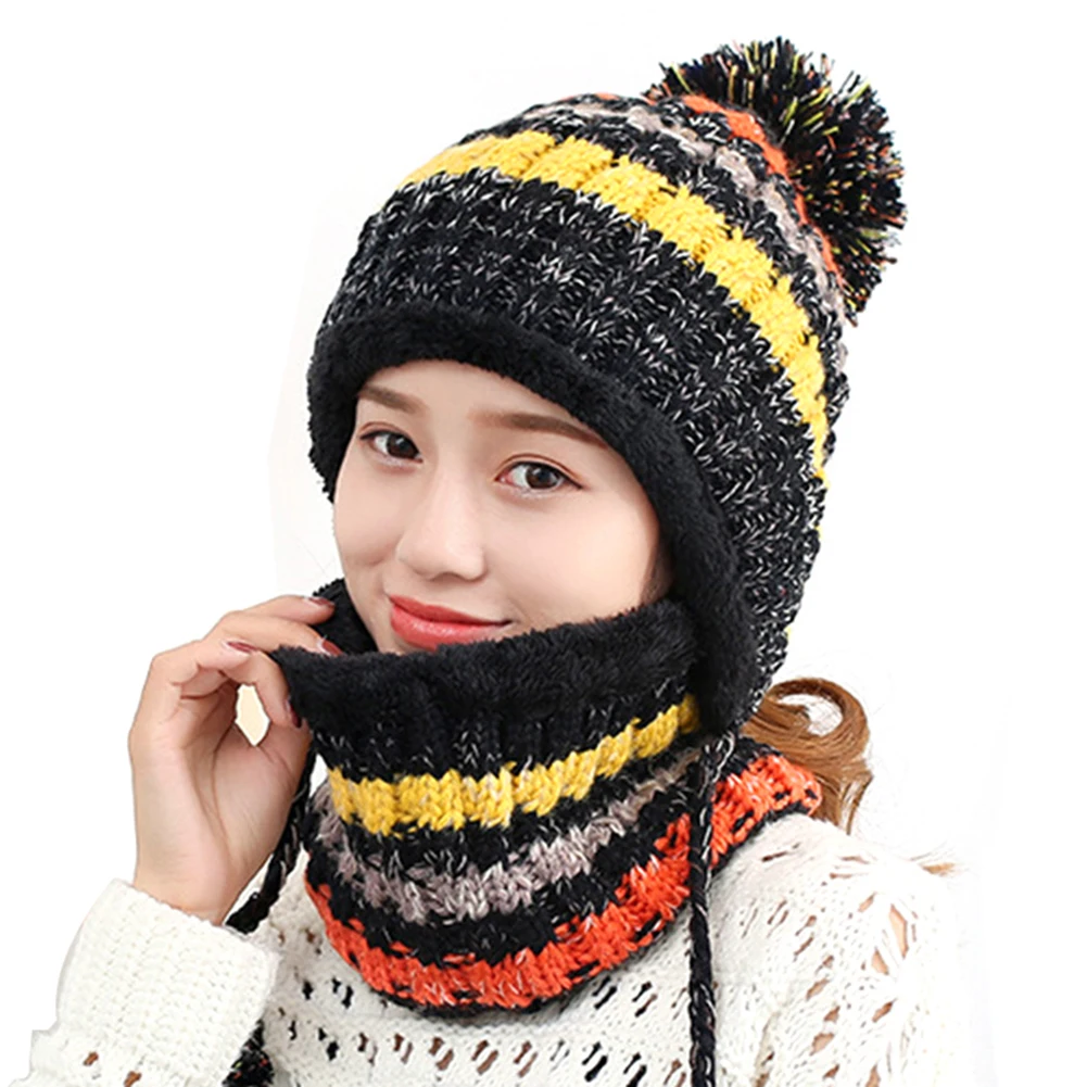 Модная женская шапка 2 шт. помпоны для девочек шерстяной пряжи вязаный
