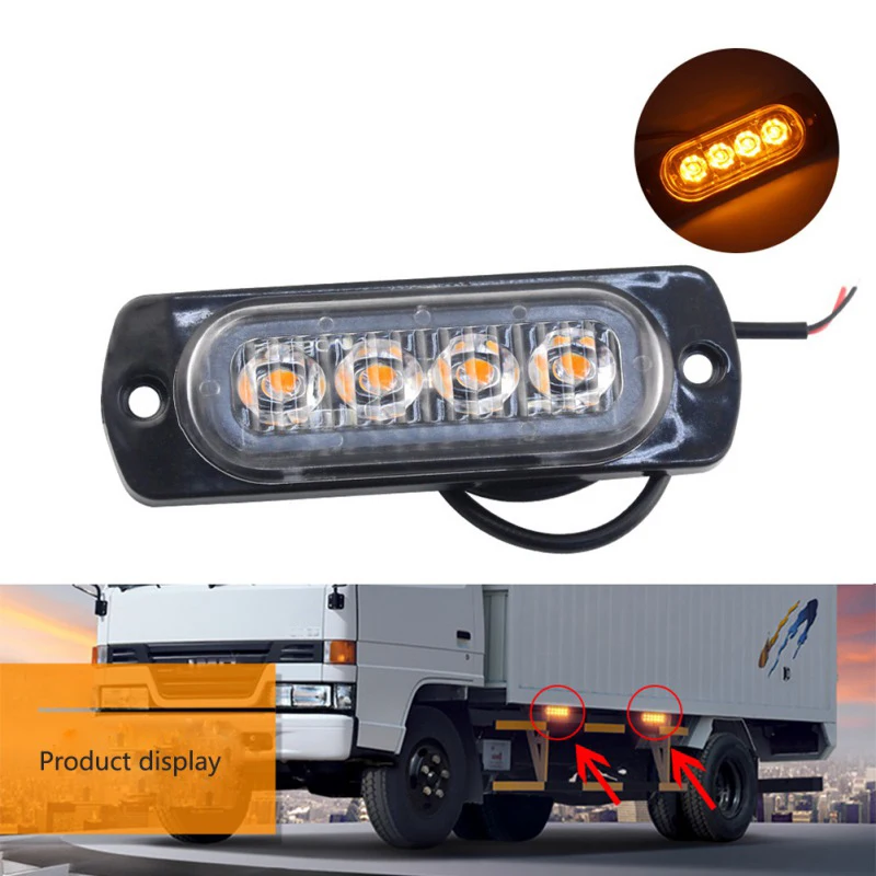 

1pcs Car-Styling Bright White Yellow Red Blue 4 LED Car Truck Van Beacon Strobe Warning Flashing Emergency Grille Police Light