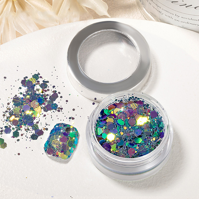 Box iridescent Nail Sequins Gold Purple UV Gel Polish Palliette iridescent Shinning Sparkles Nail Art Decoration