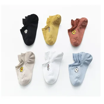 

Women Lovely Cartoon Duck Embroidery Cotton Socks Shallow MouthConcise Trendy Boat Socks For Female Breathable Casual Trendy Sox