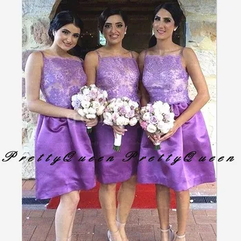 

Lavender Sheer Lace Short Bridesmaid Dresses 2020 Spaghetti Scoop A Line Wedding Party Dress For Women Robe Demoiselle D'honneur