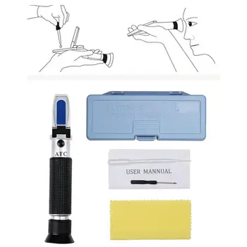 

Handheld Sugar 0-80% Food Beverages Drink Juice ATC Content Meter Refractometer Sugar Measuring Tester Detector