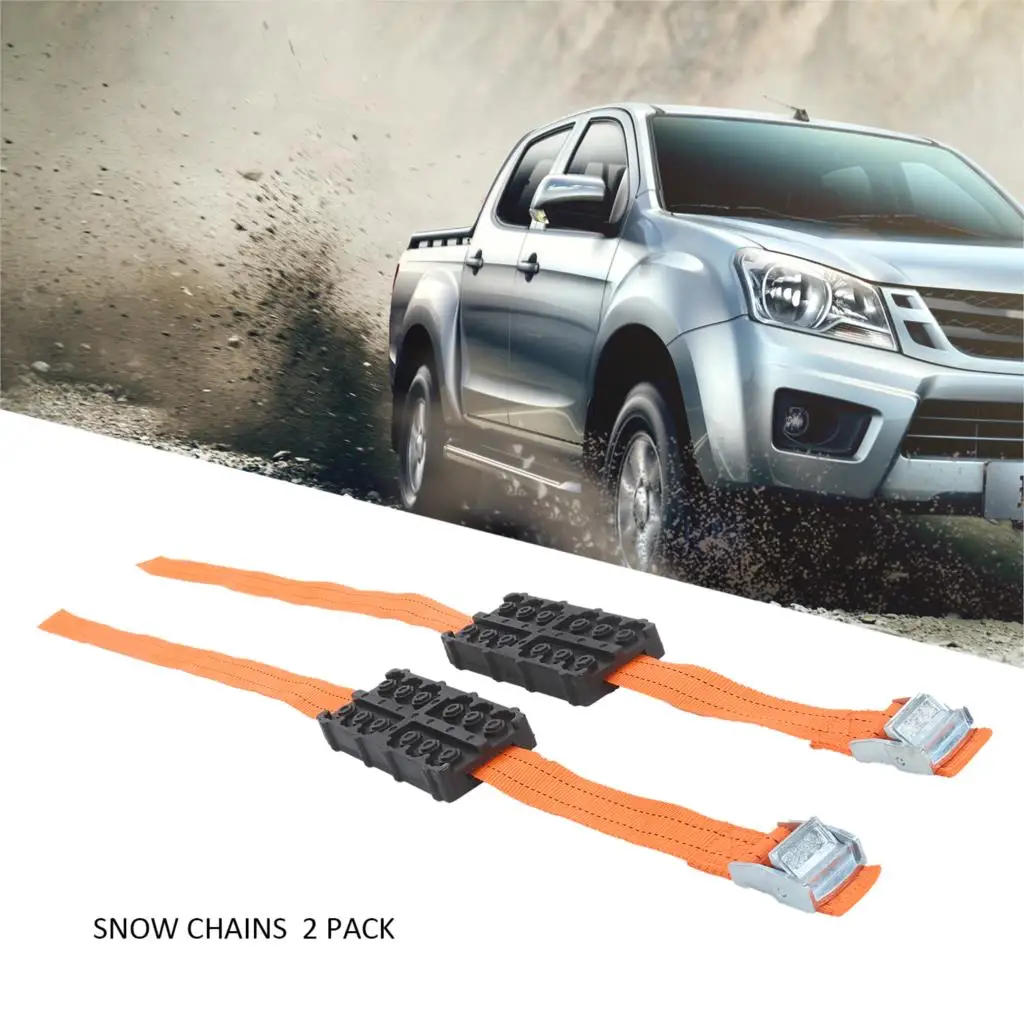 

2pcs Plastic Car Snow Chains Tire Chains Anti-Slip Wheel Chains for Cars SUV Trucks Anti Skid Chains Kit with Storage Bag Orange