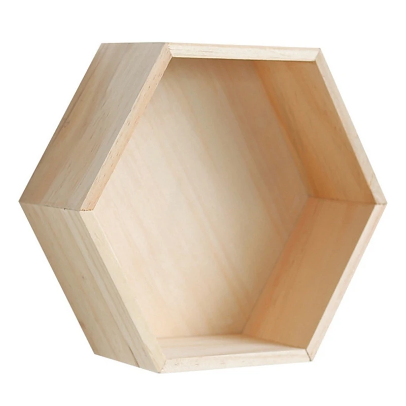 

Nordic Style Storage Racks Hexagonal Wall Shelf Diy Storage Racks Organization Wooden Storage Holders for Bedroom Decoration