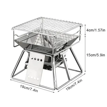 

Portable Mini Stainless Steel BBQ Grill Non-stick Surface Folding Barbecue Grill Home Outdoor Camping Picnic Tool Collapsible
