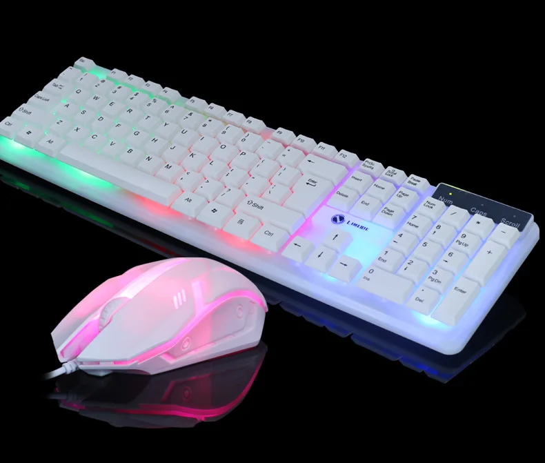 Mechanical Feel Keyboard Gaming Wired Mouse Sets 104 Button Illuminate Keyboard With Backlight PC Key board LED Keybord Mause