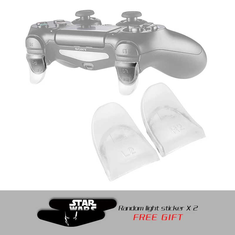 Transparent 1 шт. изогнутый L2 R2 триггер расширитель кнопки комплект для playstation 4 PS4 S/PS4 Slim/PS4 Pro игровой контроллер аксессуары - Цвет: Transparent
