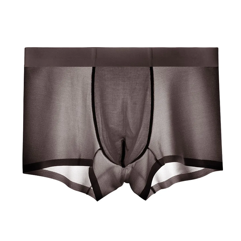 Трусы-боксеры из Ice Silk Мужское нижнее белье дышащее мужское сексуальное модное нижнее белье Шелковый нескользящий тонкий мешочек трусы мужские Трусы