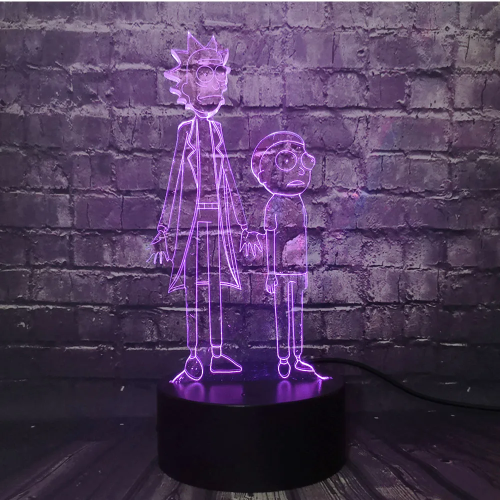 Rick and Morty Table Lamp 3D Visual America comedy Comic Safe of Baby LED Cartoon Room Decor Night Light Thanksgiving Day Gift