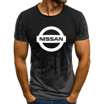 

Mens Short Sleeve for Nissan Car Logo Mens T-shirt Summer casual Cotton Gradient T shirts Fashion Hip Hop Harajuku Male Brand Te