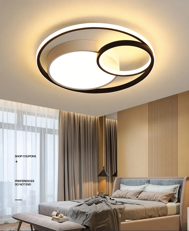 Creative LED rings Ceiling Lamp New design lamp For Living room Bedroom Round Moon White Black Gray | Лампы и освещение