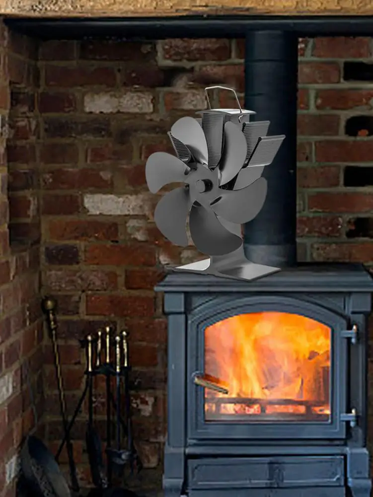 6 Propeller Stove Fan Durable Low Energy Consumption Quiet Home Fireplace Fan Efficient Heat Distribution Fan Appliances