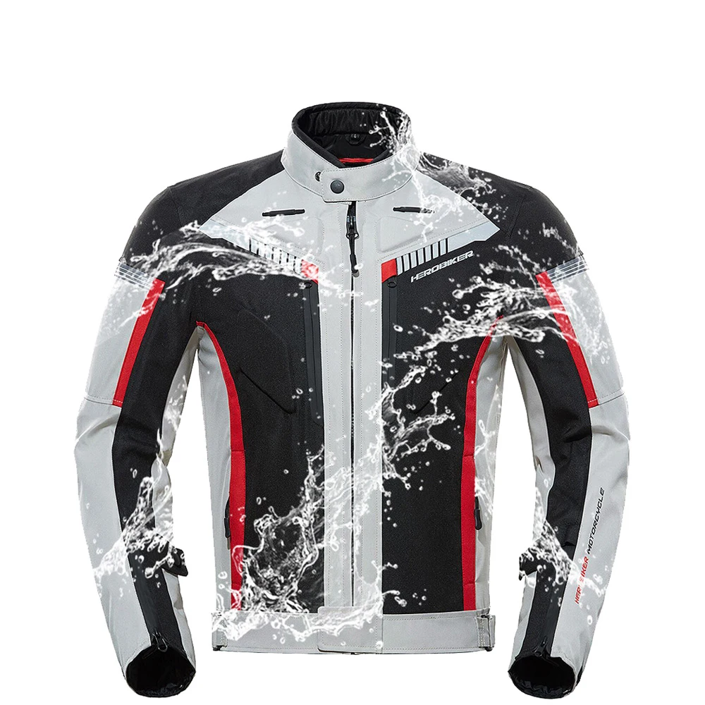 HEROBIKER SPRING Autumn  Motorcycle Jacket Men Waterproof Windproof Moto Jacket Riding Racing Motorbike Clothing Protective Gear