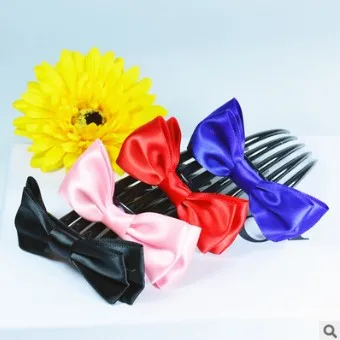 240pcs/lot DIY Multi Handwork Ribbon Hair Forks Bowknot Five Tooth Insert Combs Hair Styling Tool Hair Accessories HA600
