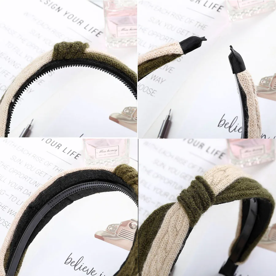 Haimeikang женский ободок аксессуары для волос осень зима Вязание головная повязка модные широкие боковые узелки наголовный обруч головной убор