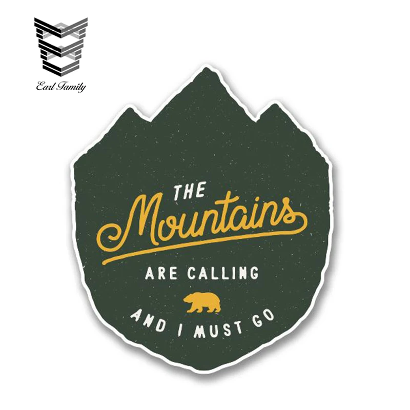 EARLFAMILY 13cm x 11cm The Mountains Are Calling Vinyl Sticker Ski Snowboard Climbing Decal Personality Car Stickers Waterproof |