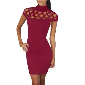

casual dress women Sexy hollow collar bag hip mini dress Sexy chic Dress