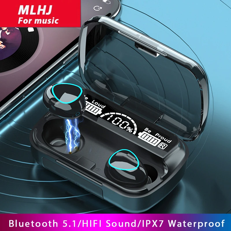 

MLHJ Bluetooth 5.1 Wireless Headphones with Microphone Sport Waterproof TWS Bluetooth Earphones Touch Control Music Earbuds