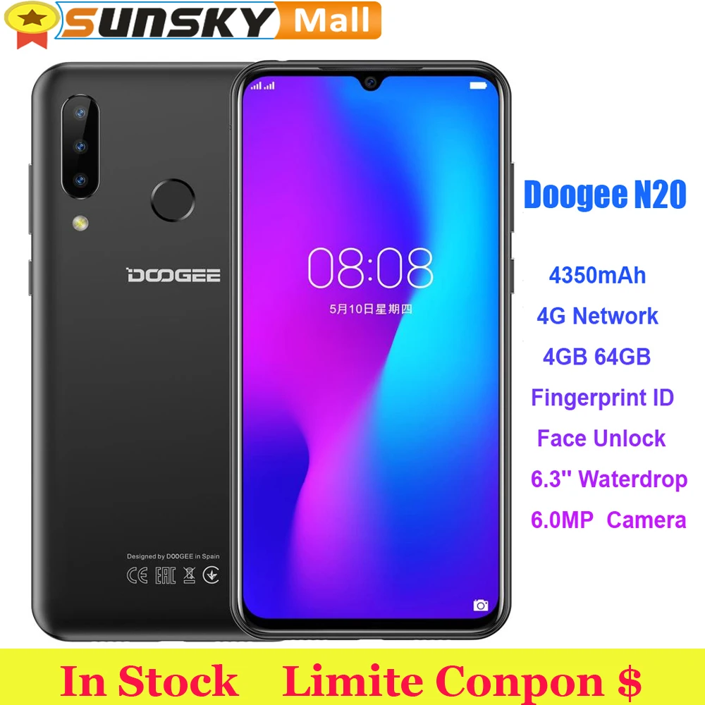 DOOGEE N20 смартфон с 5 дюймовым дисплеем восьмиядерным процессором ОЗУ 64 ГБ ПЗУ 4 16 МП
