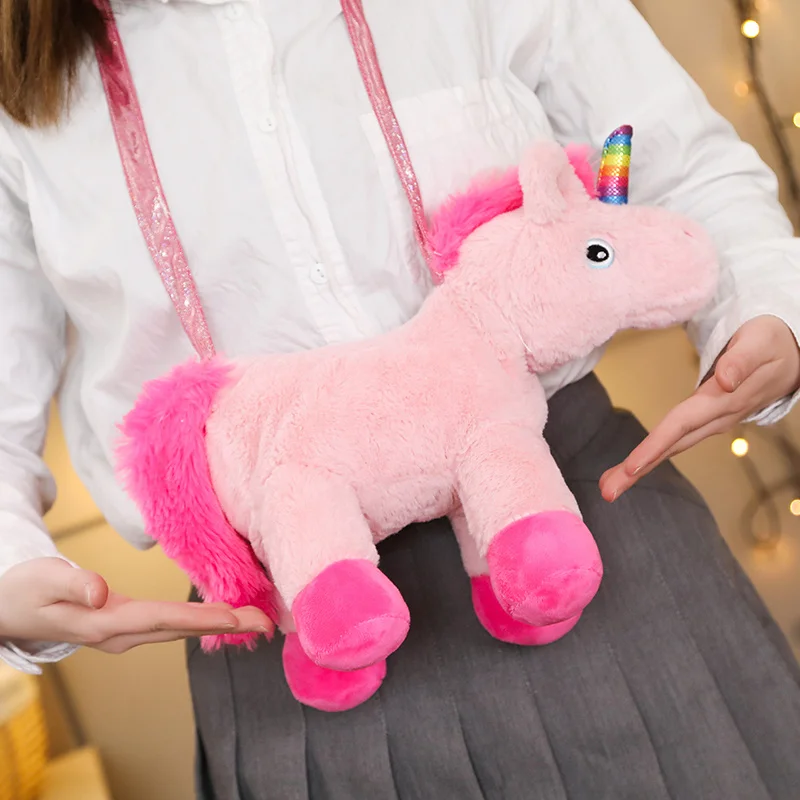 

New cute unicorn plush toy doll small bag cartoon student messenger bag shoulder bag child plush backpack travel bag girl creati