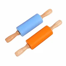 Деревянная ручка, силикон, ролики, Скалка, детский кухонный инструмент для приготовления пищи, выпечки, для пасты, печенья, теста, выпечки, лапши, кухни