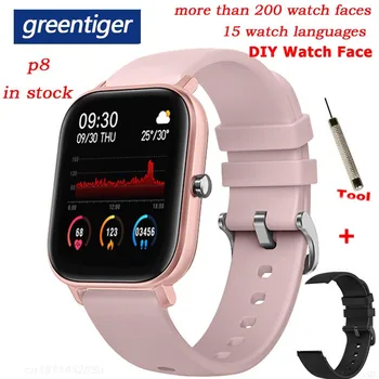 

Greentiger P8 Smart Watch Men Full Touch Fitness Tracker Heart Rate Monitor Blood Pressure Oxygen Smart Clock Weather Smartwatch