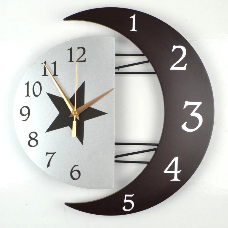 Персонализированные лунные настенные часы модные короткие современные бесшумные кварцевые часы в средиземноморском стиле для спальни гостиной креативные декоративные часы