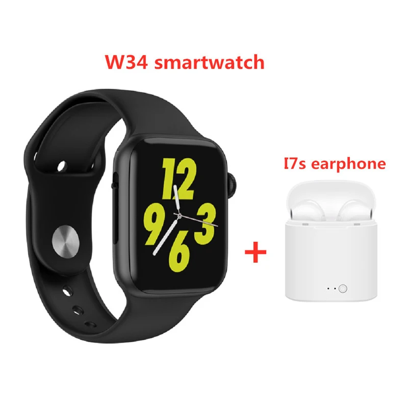 Black watch earphone Soulusic iwo 8 lite Bluetooth Смарт-часы ЭКГ монитор сердечного ритма умные часы для мужчин и женщин для Android iPhone PK iwo 10 12 pro - Цвет: Black watch earphone