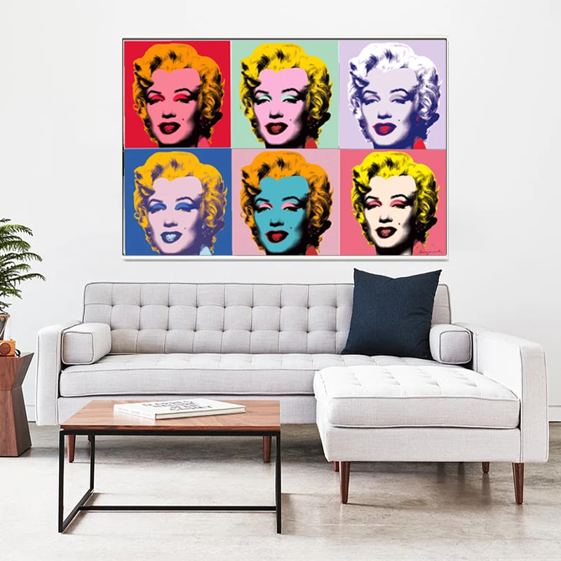 

Colorful Marilyn Monroe Andy Warhol Canvas Art Painting For Living Room Modern Decorative Paintings Wall Prints Unframed