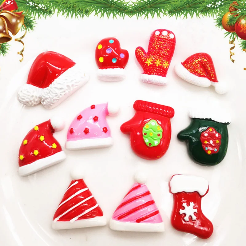 10 шт. Рождественские декоративные носки рождественские рукавицы Jingle Bell перчатки смола орнамент DIY S7JN