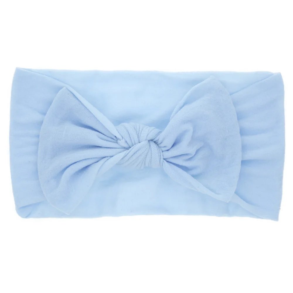 Laleben детский бант с заячьими ушками, одноцветная Регулируемая тканевая повязка для волос для новорожденных, аксессуары для волос для маленьких девочек, нейлоновый головной убор для малышей - Цвет: KT092-blue2