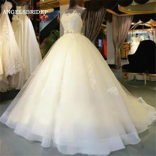 ANGELSBRIDEP прозрачное бальное платье с воротником свадебные платья официальное из