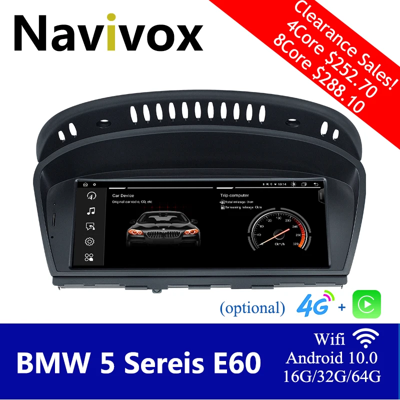 Navivox Автомобильный GPS-навигатор DVD-радио iDrive Carplay IPS для BMW серий 3/5 E60 E61 E63 E64 E90 E91 E92