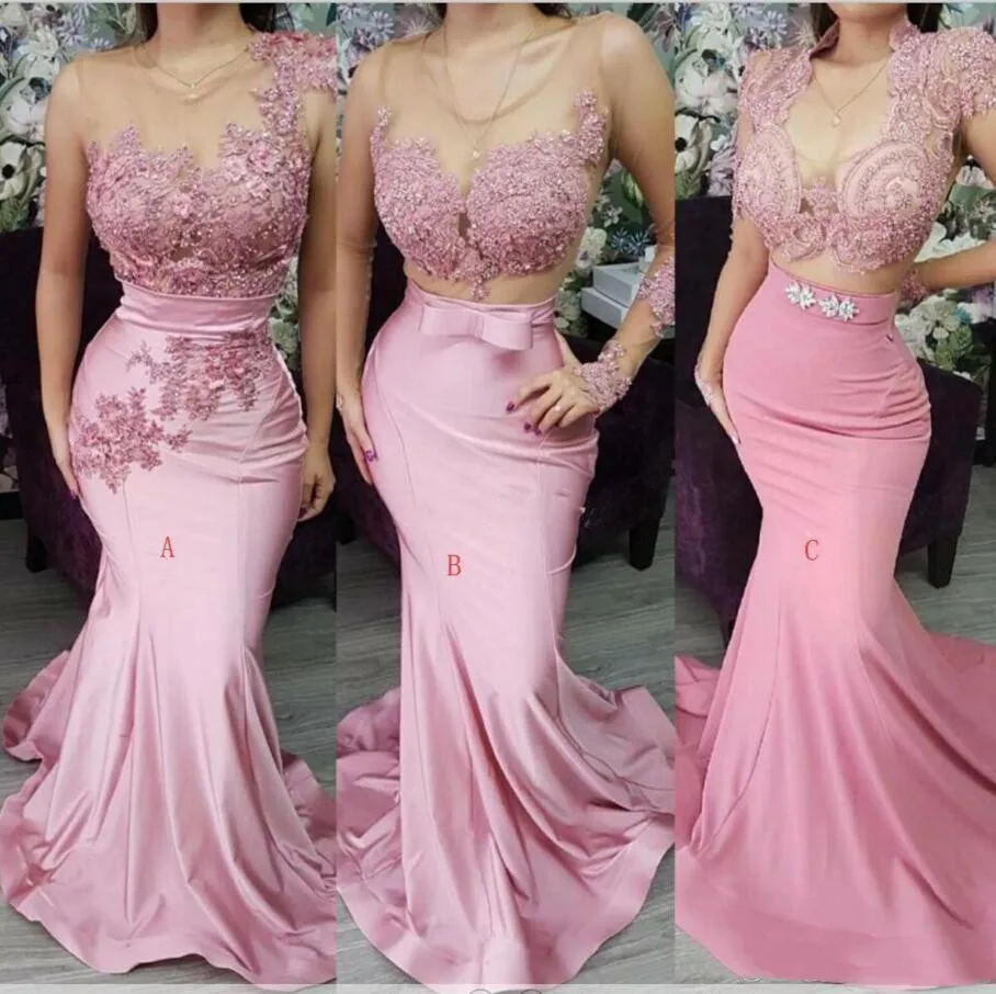 

African South Mermaid Long Bridesmaid Dress Elegant Three Types Sweep Train Formal Garden Wedding Guest Gowns Maid Of Honor 2023