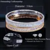 CWWZircons Luxury Baguette CZ Cubic Zircon Round Open Bangle Bracelet New Trendy Brand Women Party Wedding Bridal Jewelry BG042 5