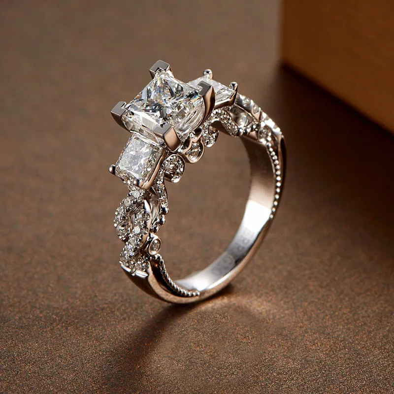 Vintage Court Promise ring 925 Sterling silver AAAAA cz statement Party Wedding Band Rings for women Birdal Fashion Jewelry Gift