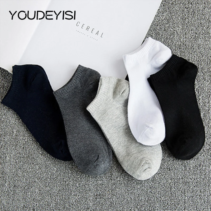 

YOUDEYISI men socks cotton Breathable Sports Socks Solid Color Boat Socks Comfort Cotton Ankle Socks Men White Black