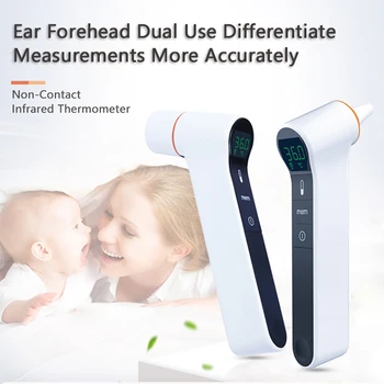 

2 In 1 Digital Infrared Thermometer Lcd Adult Kids Forehead Ear Non-Contact Fever Measure Tool With Fever Alarm Memory Function