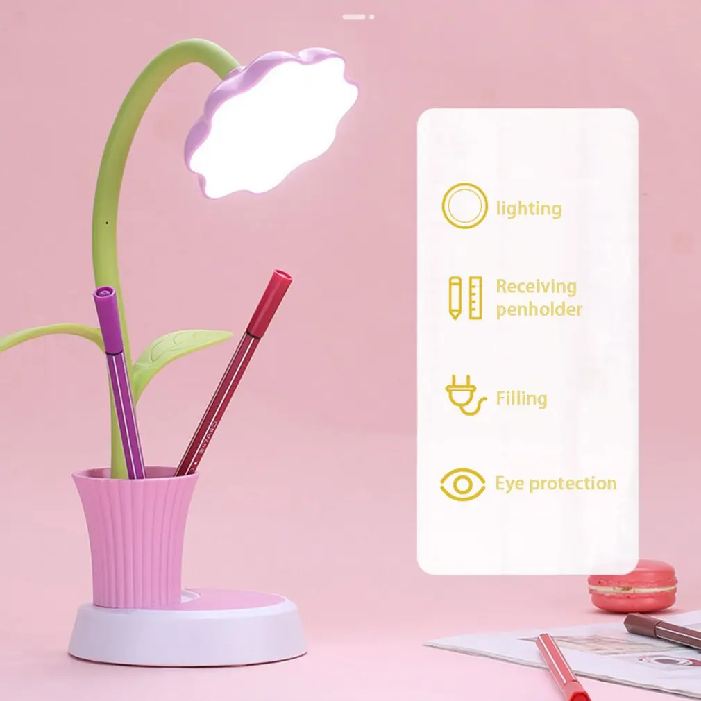 2 in 1 Led Sunflower Pen Holder Night Light Home Bedroom Decoration USB Charging Lights Creative Atmosphere Table Lamp