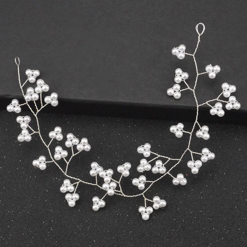 Fashion Bride Pearl Hair Band Wedding Hair Accessories Handmade Gold And Silver Leaves Princess Crystal Hair Band Tiara