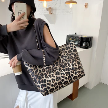 

Retro Leopard Zebra Print women's bag 2020 large capacity shoulder bags PU leather tote bags ladies wild bags sac a main femme