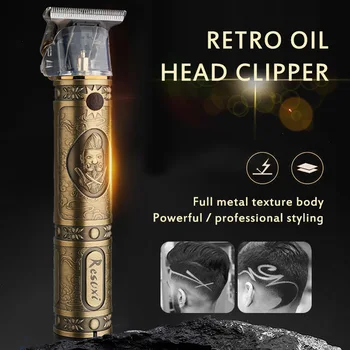 

Electric Men Trimmer Fashion Relief Engraving Hair Clipper with 3 Guide Combs Protective Cover for Oil Head Trimming Sculpture