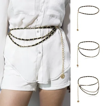 

Sexy Geometric Gold Chain Tight Women Waistband Vintage Multilayer Long Tassel Belt For Women Dress Shirt Waist Chain Belts