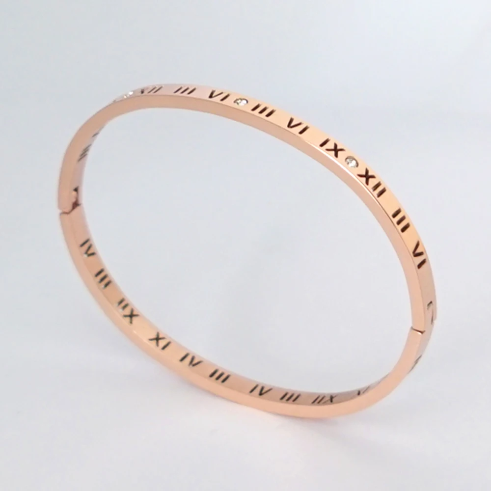Роскошный Кристалл Pulseira нержавеющая сталь Римский браслет цифры для женских часов аксессуары для одежды Модные женские ювелирные изделия - Окраска металла: 4mm-Rose