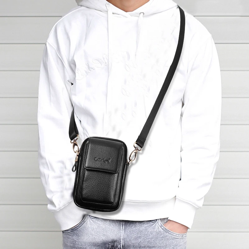 Cobbler Legend bandolera de piel auténtica para hombre, bolso de mano  informal de negocios para teléfono, de alta calidad, color negro| | -  AliExpress