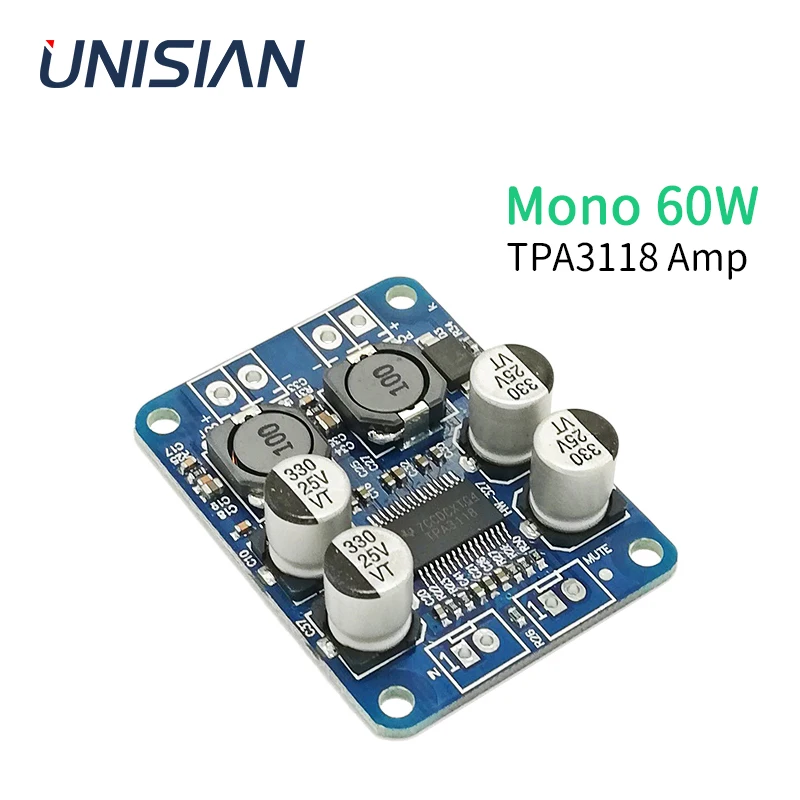 UNISIAN TPA3118 Mono Digital Audio Amplifier Board TPA3118 Class d Chip 1X60W 4 8 Ohms Power