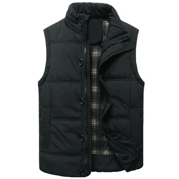 

Plus Size 3XL-6XL Male Winter Snow-outwear Stand Collar Overcoat Normal Length Solid Colour Down Jacket Sleeveless Duck Down
