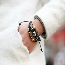 Стилей микс ID браслеты для браслет из коровьей кожи с бисером глаза и женские кожаные браслеты женский браслет ювелирные изделия